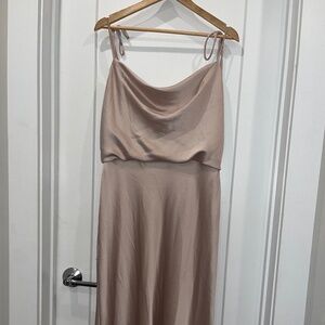 Jenny Yoo Champagne/tan silk midi dress